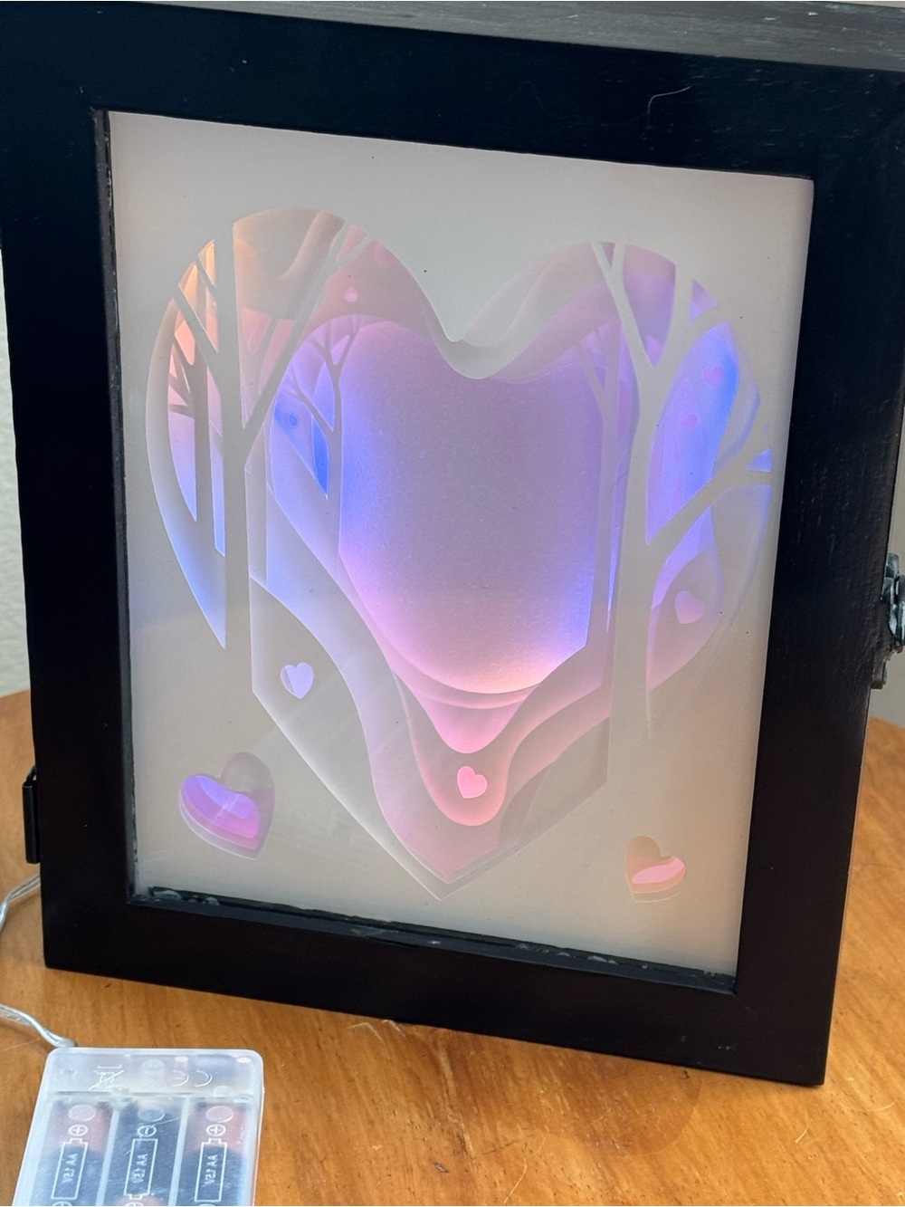 Homemade Heart LED Light Shadow Box Photo Frame - Picture 5 of 6